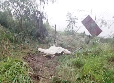 The dead mans body, metres away from the main road.